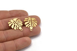 Gold Monstera Charm, 6 Gold Plated Brass Monstera Leaf Charms With 1 Loop, Pendants, Earrings, Findings (24x20x0.60mm) D1005 Q0874