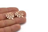 Rose Gold Monstera Charm, 6 Rose Gold Plated Brass Monstera Leaf Charms With 1 Loop, Pendants, Earrings, Findings (24x20x0.60mm) D1005 Q0874