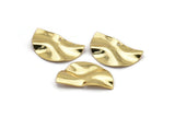 Semi Circle Charm, 4 Gold Plated Brass Wavy Half Moon Charms With 1 Hole, Earrings, Findings (25x14x0.60mm) D0674 Q1114