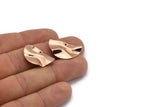 Semi Circle Charm, 4 Rose Gold Plated Brass Wavy Half Moon Charms With 1 Hole, Earrings, Findings (25x14x0.60mm) D0674 Q1114