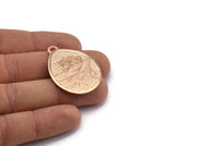Rose Gold Owl Charm, 1 Rose Gold Lacquer Plated Brass Owl Textured Drop Shape Charms With 1 Loop, Blanks (38x28.5x0.8mm) E215