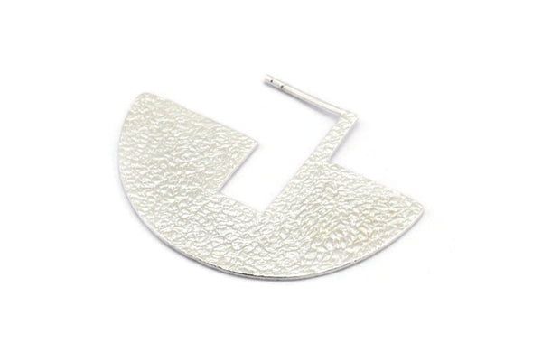 Geometric Earring Findings, 2 925 Silver Semi Circle Textured Earring Findings  (30x40x1mm) BS 1962