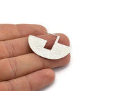Geometric Earring Findings, 2 925 Silver Semi Circle Textured Earring Findings  (30x40x1mm) BS 1962