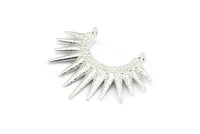Silver Sunny Pendant, 925 Silver Sunny Ethnic Pendants With 2 Loops, Findings, Charms (26.5x35.5x2.5mm) BS 2055