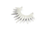 Silver Sunny Pendant, 925 Silver Sunny Ethnic Pendants With 2 Loops, Findings, Charms (26.5x35.5x2.5mm) BS 2055