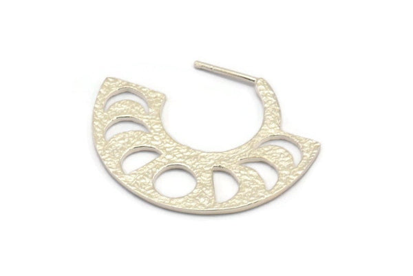 Moon Phases Earring, 2 925 Silver Semi Circle Earrings, Earring Findings (38x30x1.2mm) BS 2069