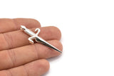 Knight&#39;s Sword Pendant, 925 Silver Brass Sword Charms (50x19mm) N0225