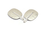 Silver Earring Post, 2 Posts 925 Silver Textured Earrings (43x28x0.80mm) N0710