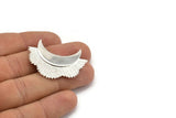 Silver Flower Pendant, 925 Silver Elegant Semi Flower Earring Findings With 2 Loops (42x31mm) U132