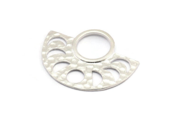 Moon Phases Pendant, 925 Silver Semi Circle Pendants, Earring Findings (39x30x1.5x1mm) U091
