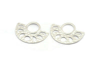 Moon Phases Pendant, 925 Silver Semi Circle Pendants, Earring Findings (39x30x1.5x1mm) U091