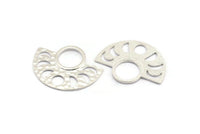 Moon Phases Pendant, 925 Silver Semi Circle Pendants, Earring Findings (39x30x1.5x1mm) U091