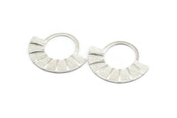 Silver Ethnic Pendant, 925 Silver  Semi Circle Pendants (45x37x2x1mm) U092