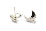 Silver Moon Earring, 4 925 Silver Moon Stud Earrings With 1 Loop (14x15mm) BS 2439