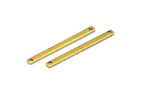 Tiny Bar Pendant, 24 Raw Brass Connector Bars With 2 Holes (30x2.5x0.80mm) E391