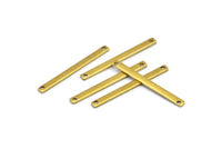 Tiny Bar Pendant, 24 Raw Brass Connector Bars With 2 Holes (30x2.5x0.80mm) E391