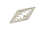 Silver Tribal Pendant, 2 Silver Tone Brass Hammered Diamond Textured Pendants With 2 Holes, Charms, Connectors (51x25x1.2mm) U070 H0034