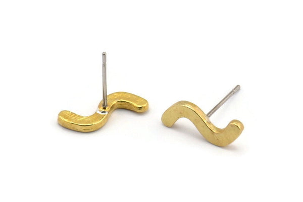 Earring Studs, 10 Raw Brass -  Irregular Stud Earrings - Brass Earrings - Earrings (15x5x1.5mm) N1416