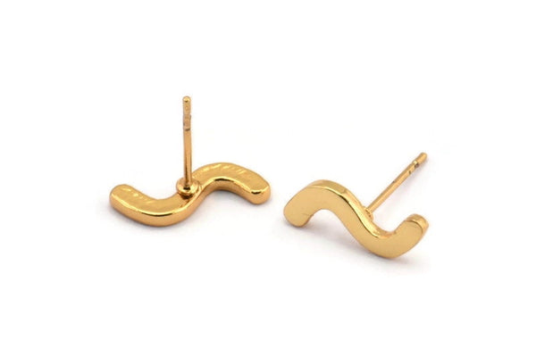 Earring Studs, 6 Gold Plated Brass -  Irregular Stud Earrings - Gold Earrings - Earrings (15x5x1.5mm) N1416