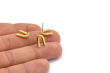 Earring Studs, 10 Raw Brass -  U Shape Earrings - Brass Earrings - Earrings (12x8x1.5mm) N1410