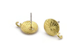 Brass Earring Posts, Raw Brass Round Earring Stud, Earring Charms With 1 Loop (10mm) N0794
