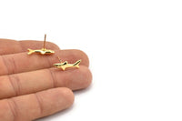 Gold Shark Charm, 4 Gold Plated Brass Fish Stud Earrings (19x10mm) N0894 A1252