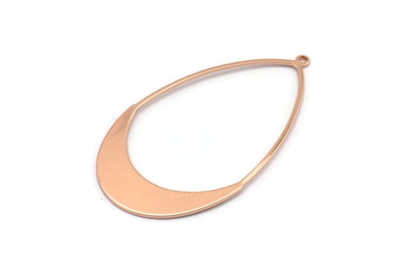 Rose Gold Drop Charm, 2 Rose Gold Plated Brass Drop Charms With 1 Loop, Earrings, Findings (53x30x0.80mm) D1242 Q0887