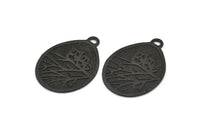 Siyah Baykuş Tılsımı, 1 Oksitlenmiş Pirinç Siyah Baykuş Dokulu Damla Şeklinde Tılsım, 1 Döngü, Boşluklar (38x28,5x0,8 mm) E215 S776