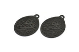 Siyah Baykuş Tılsımı, 1 Oksitlenmiş Pirinç Siyah Baykuş Dokulu Damla Şeklinde Tılsım, 1 Döngü, Boşluklar (38x28,5x0,8 mm) E215 S776
