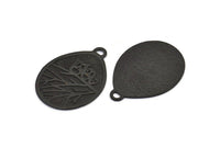 Siyah Baykuş Tılsımı, 1 Oksitlenmiş Pirinç Siyah Baykuş Dokulu Damla Şeklinde Tılsım, 1 Döngü, Boşluklar (38x28,5x0,8 mm) E215 S776