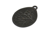 Siyah Baykuş Tılsımı, 1 Oksitlenmiş Pirinç Siyah Baykuş Dokulu Damla Şeklinde Tılsım, 1 Döngü, Boşluklar (38x28,5x0,8 mm) E215 S776