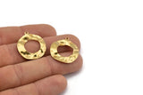 Brass Circle Charm, 12 Raw Brass Circle Charm Earrings With 1 Loop, Pendants, Findings (26x23x0.80mm) D0710