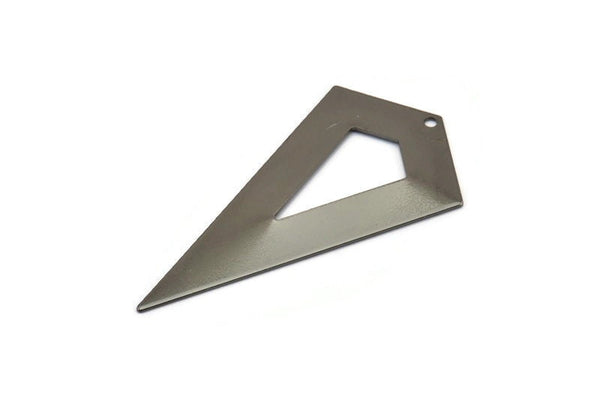 Necklace Triangle, 3 Black Plated Brass Triangle Charms with 1 holes (54x29x0.60mm) U014