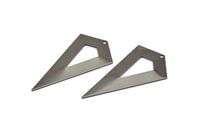 Necklace Triangle, 3 Black Plated Brass Triangle Charms with 1 holes (54x29x0.60mm) U014