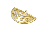 Brass Ethnic Pendant, 4 Raw Brass Semi Circle Pendants with 1 Loop (37x23x1mm) E660