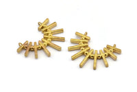 Brass Fringed Pendant, 2 Raw Brass Textured Fringed Pendant With 2 Loops (30x38x3mm) BS 1960