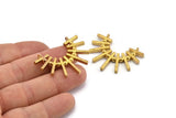 Brass Fringed Pendant, 2 Raw Brass Textured Fringed Pendant With 2 Loops (30x38x3mm) BS 1960