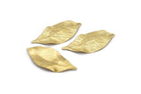 Brass Leaf Charm, 24 Raw Brass Textured Leaf Charm Earrings With 1 Hole, Pendants, Findings (35x16x0.40mm) D0687