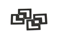 Black Irregular Charm, 4 Textured Oxidized Black Brass Irregular Connectors With 2 Holes (42x28x0.60mm) D1123