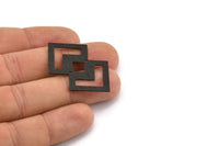 Black Irregular Charm, 4 Textured Oxidized Black Brass Irregular Connectors With 2 Holes (42x28x0.60mm) D1123