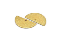 Gold Semi Circle, 6 Gold Plated Brass Textured Half Moon Charms With 1 Hole, Pendants (21x10.5x0.80mm) D0596 Q1040