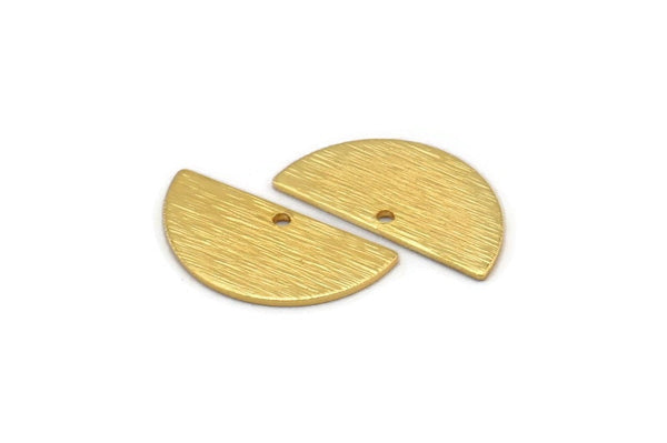 Gold Semi Circle, 6 Gold Plated Brass Textured Half Moon Charms With 1 Hole, Pendants (21x10.5x0.80mm) D0596 Q1040