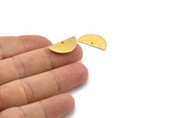 Gold Semi Circle, 6 Gold Plated Brass Textured Half Moon Charms With 1 Hole, Pendants (21x10.5x0.80mm) D0596 Q1040