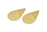 Brass Drop Charm, 8 Raw Brass Drop Charms With 1 Hole, Findings (44x27x0.60mm) D1172