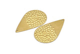 Brass Drop Charm, 8 Raw Brass Drop Charms With 1 Hole, Findings (44x27x0.60mm) D1172