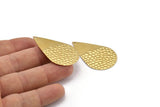Brass Drop Charm, 8 Raw Brass Drop Charms With 1 Hole, Findings (44x27x0.60mm) D1172