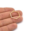 Brass Hexagon Charm, 12 Raw Brass Hexagon Shaped Charms With 1 Loop, Earring Findings, Geometric Charms (28x23x1mm) A3000