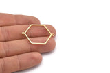 Brass Hexagon Connector, 12 Raw Brass Hexagon Shaped Connectors With 2 Loops, Earring Findings, Geometric Connectors (35x26x1mm) A3002