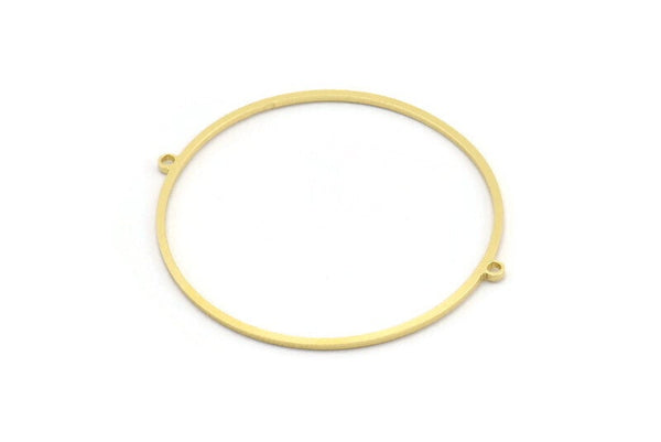 Brass Round Connector, 12 Raw Brass Round Shaped Connectors With 2 Loops, Earring Findings, Geometric Connectors (49x44x1mm) A3003