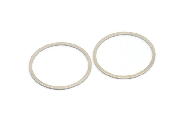 40mm Circle Connector, 6 Silver Tone Brass Circle Connectors (40x2x1mm) BS 1326
